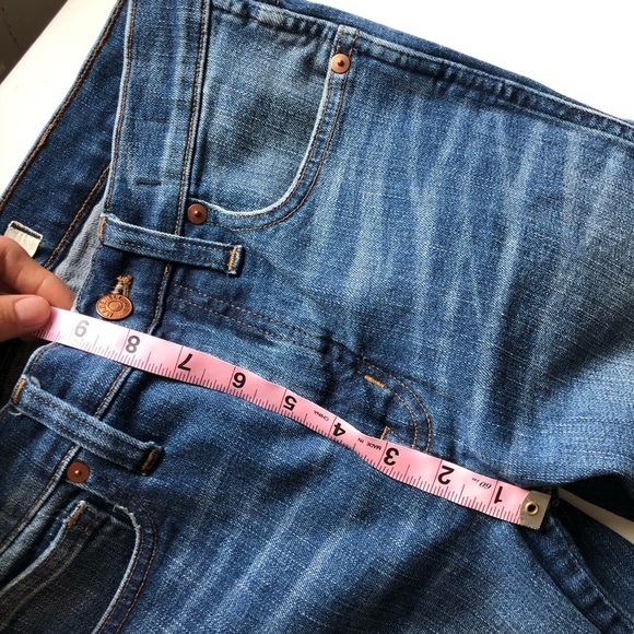 MADEWELL 9” High Waisted Jeans Blue Raw Hem Distracted Edition Denim Size 27 Y2K - Picture 12 of 13